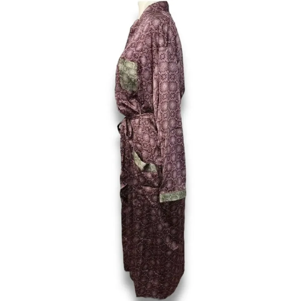Free People Intimately Oasis House Robe M L Purple Floral Tapestry Boho Chic New